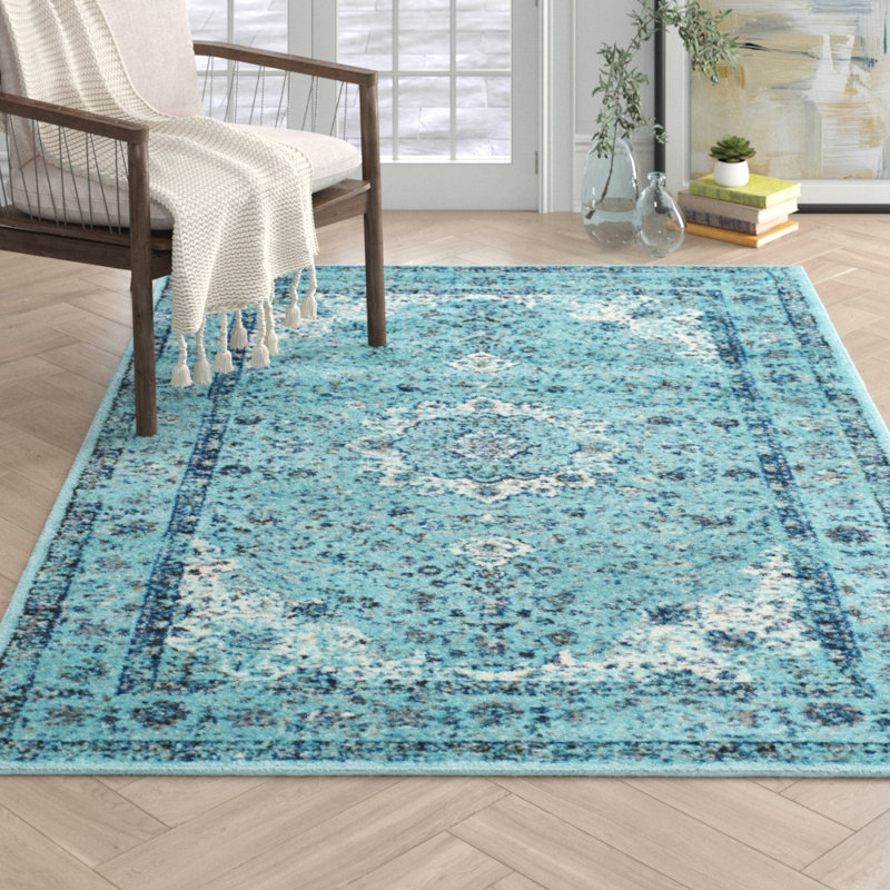 Centralia Oriental Jute/Sisal Light Blue Area Rug Joss & Main